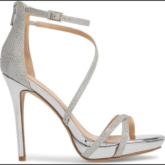 Galen Strappy Platform Sandal JEWEL BADGLEY MISCHKA Silver Glitter - Picture 8 of 14